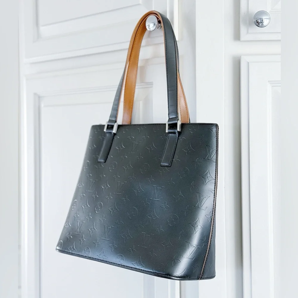 Dark Gray Louis Vuitton Monogram Mat Stockton Tote Bag